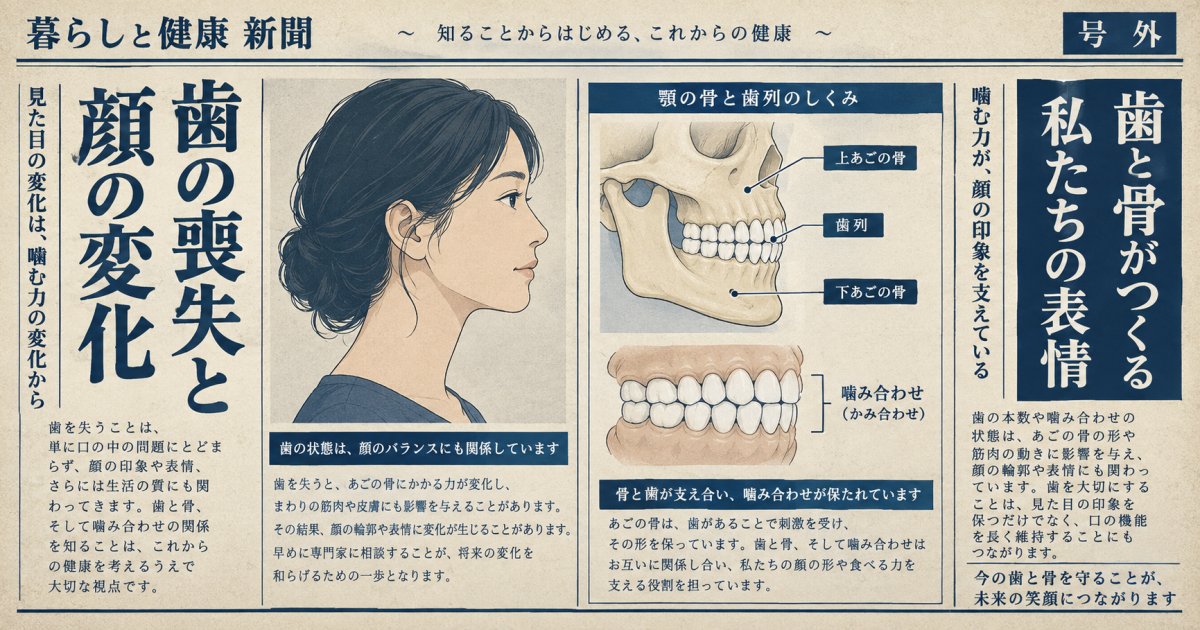 「頬がこけた」と言われた45歳女性へ、歯の喪失と顔の変化を解説